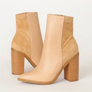Lulu’s Essex Light Nude Mid-Calf Bootie size 9